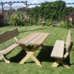 Zestaw KASZUBSKI (stół z 2 ławkami z oparciem)